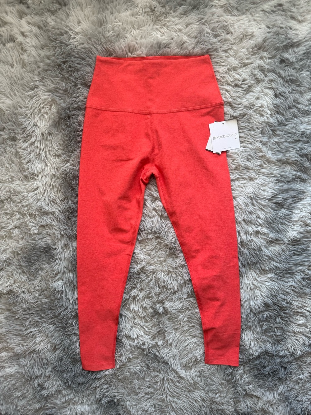 Beyond Yoga Coral Red Tank Top and High-Waist Shorts Set - Picture 7 of 8